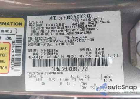 2014 Lincoln Mkz Hybrid z USA, uszkodzony, nr VIN 3LN6L2LUXER821721